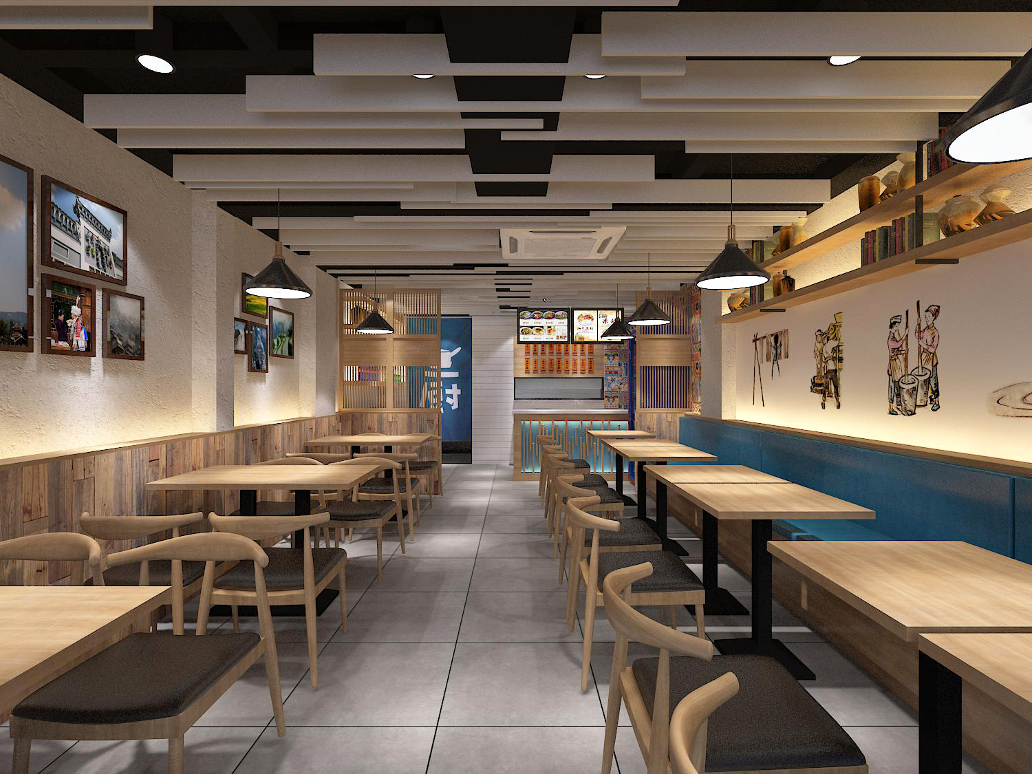 上海翰深餐饮效果图设计室内设计施工店铺设计效果图制作