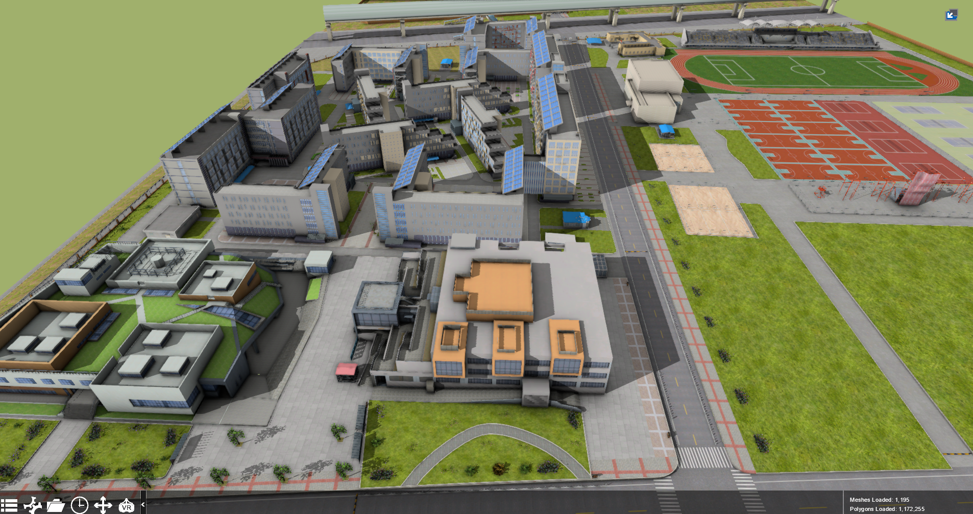 学校3d建模:学校场景,建筑,各类设施建模