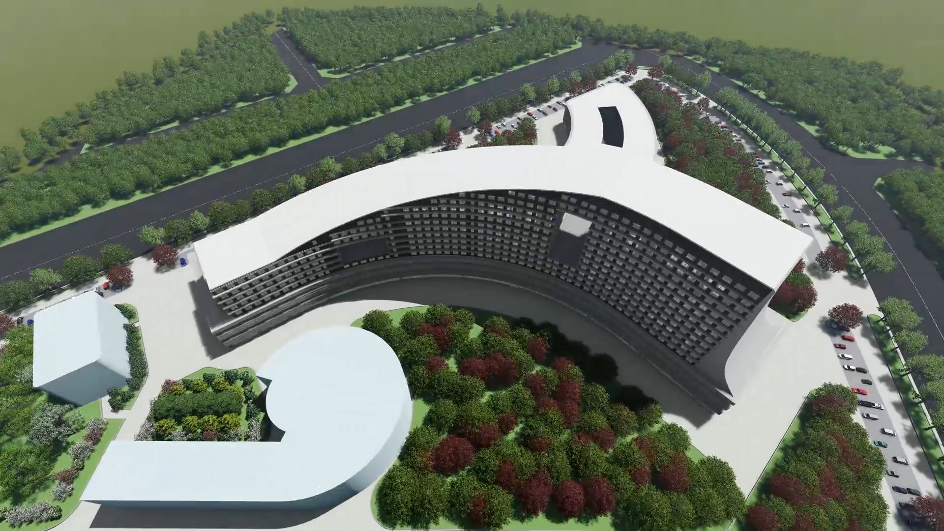 BIM建筑漫游动画，可带<hl>人物</hl>设施<hl>景观</hl>