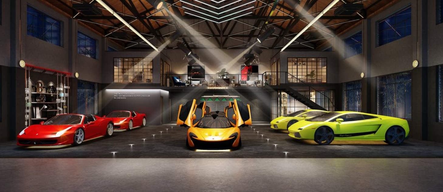 超跑俱乐部设计 效果图设计 跑车会所 超跑会所设计 娱乐会所